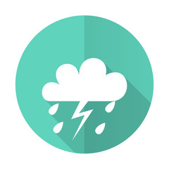 storm blue flat desgn circle icon with long shadow on white background
