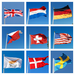 Collage with flags of different countries