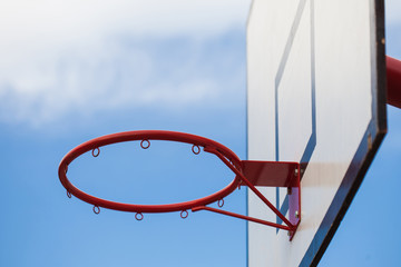 Basketball basket outdoor on blue sky