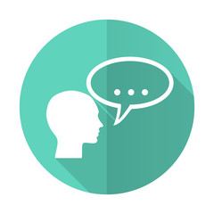 forum blue flat desgn circle icon with long shadow on white background