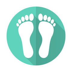 foot blue flat desgn circle icon with long shadow on white background