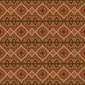 Seamless background image of vintage brown tone geometry shape pattern.
