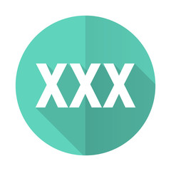 xxx blue flat desgn circle icon with long shadow on white background