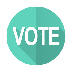 vote blue flat desgn circle icon with long shadow on white background