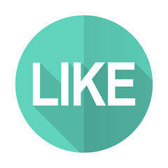 like blue flat desgn circle icon with long shadow on white background