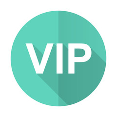 vip blue flat desgn circle icon with long shadow on white background