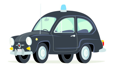 Caricatura Fiat 600 carabinieri italiana negro vista frontal y lateral