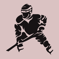 Hockey Player in Movement Mascot Silhouette