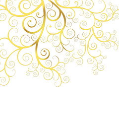 Christmas background with golden swirls