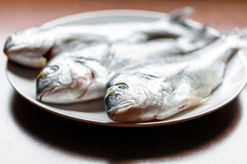 Fish on wooden background
