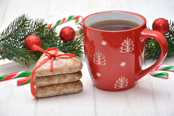 Gingerbreads and tea, dessert for Christmas time