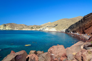 Fototapeta na wymiar The Red Beach on the Greek Island of Santorini