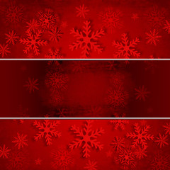 Naklejka na ściany i meble Red Christmas background with snowflakes.