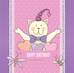 Birthday card with cat