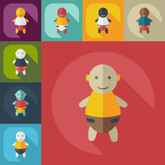 Flat modern design with shadow icons children