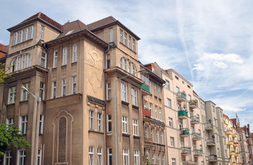 Street with Art Nouveau buildings in Poznan.