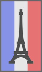 Paris symbol on flag of France background