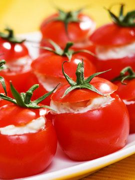 Stuffed Cherry Tomatoes With Cheese Cream