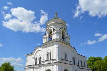 The chapel with a bell tower in a memorial Brest Fortress. Belarus