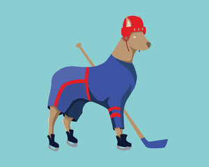 Hockey Dog Mascot in Blue Sportswear