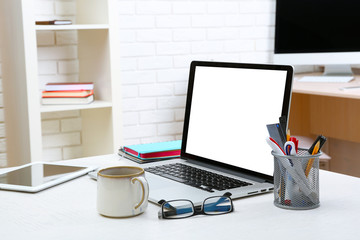 Workplace with computer in office