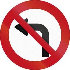 New Zealand road sign RG-8 - No left turn