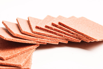 Hawthorn or haw flakes products on white background 