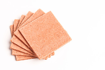 Hawthorn or haw flakes products on white background 