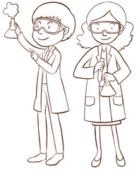 Male and female scientists
