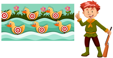 Man with gun and shooting game