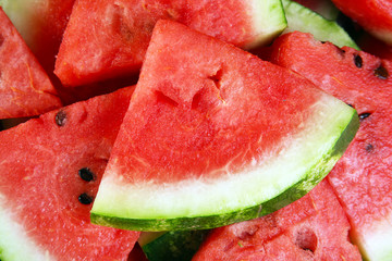 Slices of ripe watermelon close up