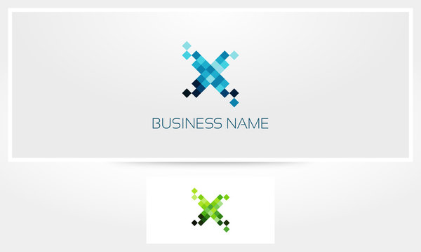 Letter X Pixel Eroded Logo