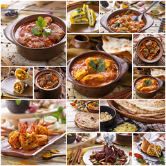 Various indian food buffet, collage