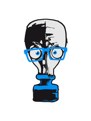 nerd geek hornbrille comic cartoon funny gas mask cool