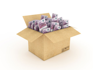 cardboard box with euro