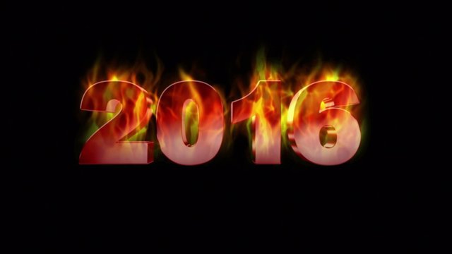 2016 Fires Text and Flame Explosion, with Alpha Channel, Loop, 4k 
