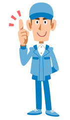 要点を解説する作業着の男性