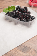 Fresh organic blackberries and raspberries