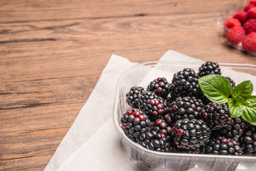 Fresh organic blackberries and raspberries