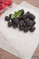 Fresh organic blackberries and raspberries