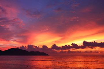 Dramatic seascape at sunset in Penang, Malaysia..