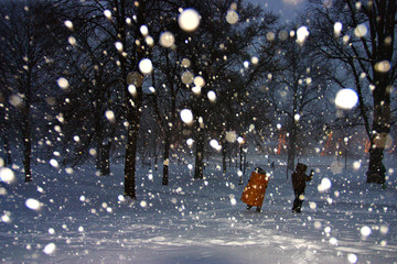 Obraz na płótnie Canvas Stock image of a snowing winter at Boston, Massachusetts, USA..