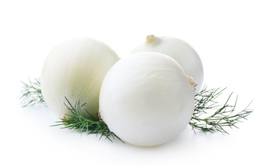 Prepared onion and dill isolated on white