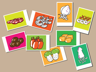 Sukiyaki menu postcard cartoon