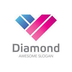 Abstract Diamond Love Logo