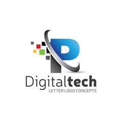 Digital Technology Letter P Logo