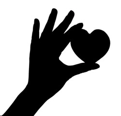 Silhouettes of hand, isolated on white