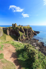 Dunnottar Castle with blue sky in - Stonehaven, Aberdeen