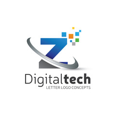Digital Technology Letter Z Logo