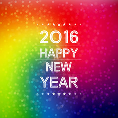 happy new year 2016 with bokeh and lens flare pattern in colorful background (vector)